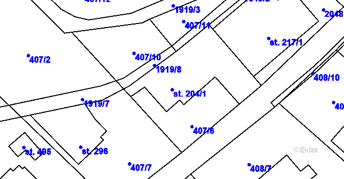 Parcela st. 204/1 v KÚ Milíkov u Jablunkova, Katastrální mapa