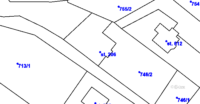 Parcela st. 206 v KÚ Milíkov u Jablunkova, Katastrální mapa
