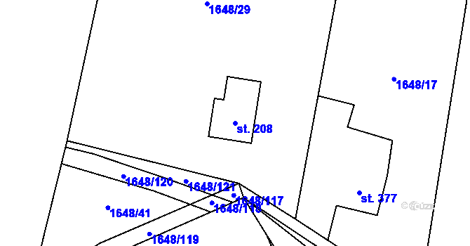 Parcela st. 208 v KÚ Milíkov u Jablunkova, Katastrální mapa