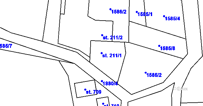 Parcela st. 211/1 v KÚ Milíkov u Jablunkova, Katastrální mapa