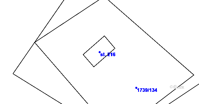 Parcela st. 216 v KÚ Milíkov u Jablunkova, Katastrální mapa