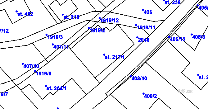 Parcela st. 217/1 v KÚ Milíkov u Jablunkova, Katastrální mapa