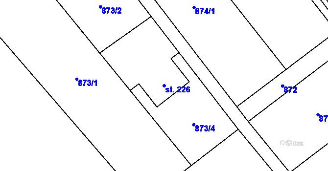 Parcela st. 226 v KÚ Milíkov u Jablunkova, Katastrální mapa