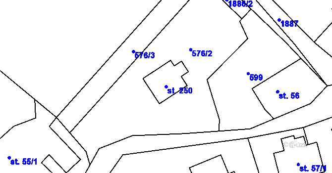 Parcela st. 250 v KÚ Milíkov u Jablunkova, Katastrální mapa