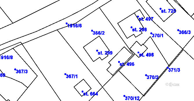 Parcela st. 299 v KÚ Milíkov u Jablunkova, Katastrální mapa