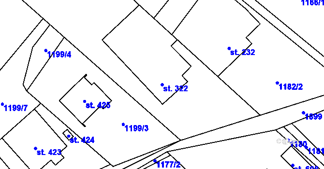 Parcela st. 322 v KÚ Milíkov u Jablunkova, Katastrální mapa