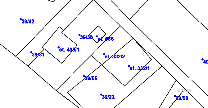 Parcela st. 332/2 v KÚ Milíkov u Jablunkova, Katastrální mapa