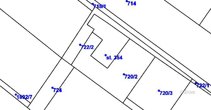 Parcela st. 354 v KÚ Milíkov u Jablunkova, Katastrální mapa