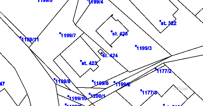Parcela st. 424 v KÚ Milíkov u Jablunkova, Katastrální mapa