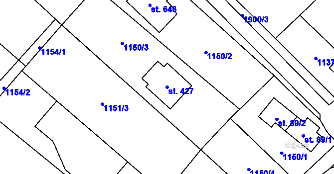 Parcela st. 427 v KÚ Milíkov u Jablunkova, Katastrální mapa