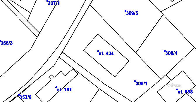 Parcela st. 434 v KÚ Milíkov u Jablunkova, Katastrální mapa