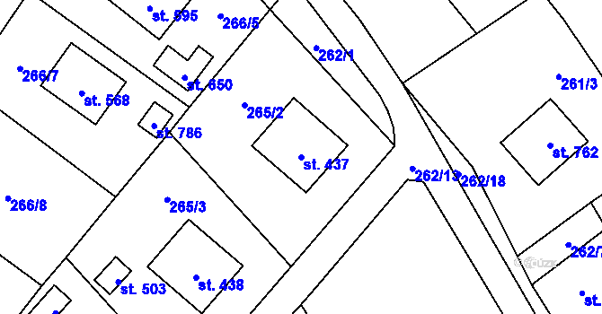 Parcela st. 437 v KÚ Milíkov u Jablunkova, Katastrální mapa