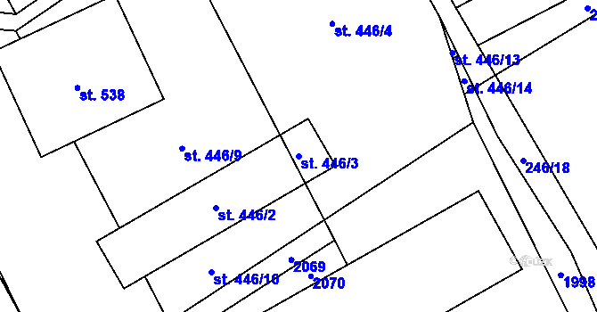 Parcela st. 446/3 v KÚ Milíkov u Jablunkova, Katastrální mapa