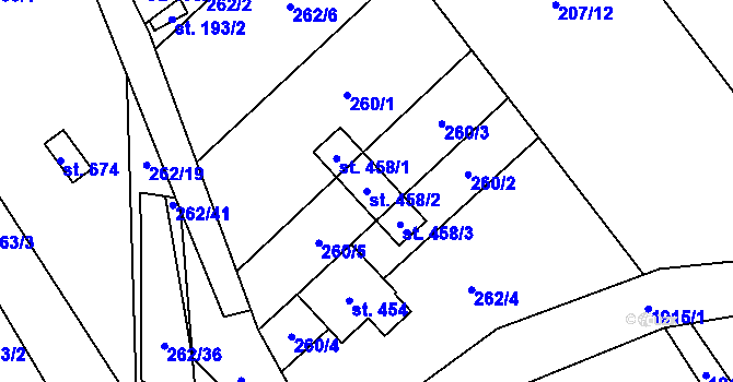 Parcela st. 458/2 v KÚ Milíkov u Jablunkova, Katastrální mapa