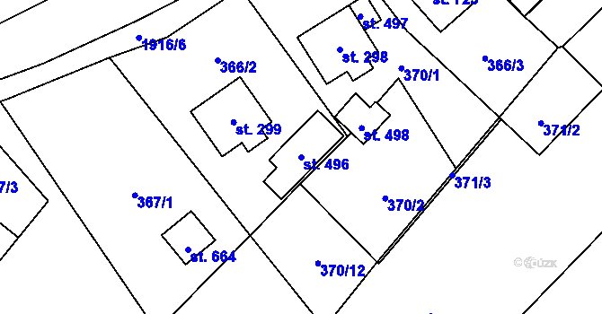 Parcela st. 496 v KÚ Milíkov u Jablunkova, Katastrální mapa