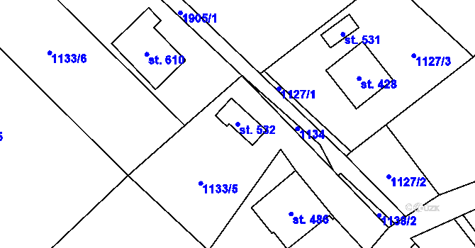 Parcela st. 532 v KÚ Milíkov u Jablunkova, Katastrální mapa