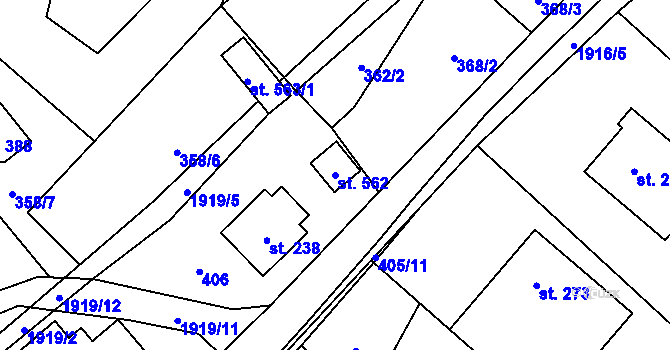 Parcela st. 562 v KÚ Milíkov u Jablunkova, Katastrální mapa