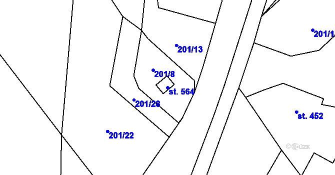 Parcela st. 564 v KÚ Milíkov u Jablunkova, Katastrální mapa