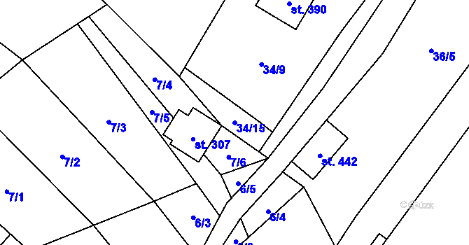 Parcela st. 34/15 v KÚ Milíkov u Jablunkova, Katastrální mapa