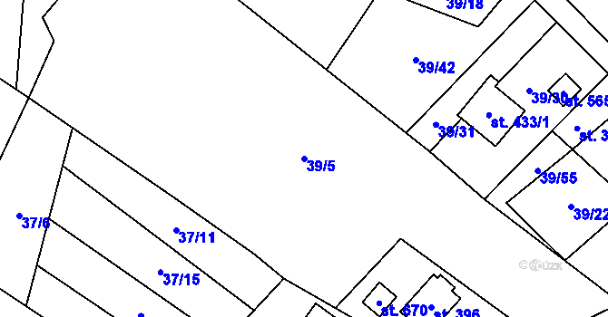 Parcela st. 39/5 v KÚ Milíkov u Jablunkova, Katastrální mapa