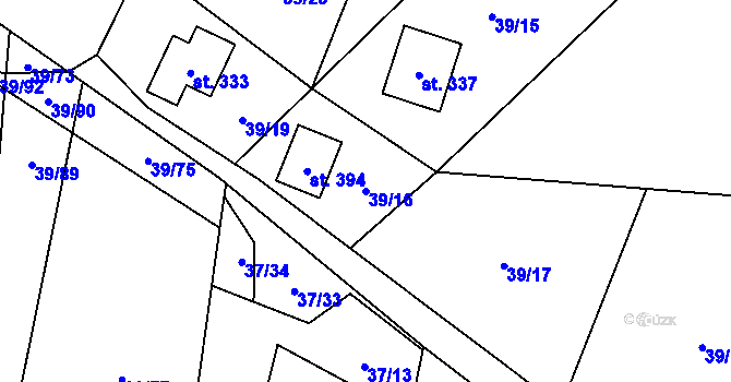Parcela st. 39/16 v KÚ Milíkov u Jablunkova, Katastrální mapa