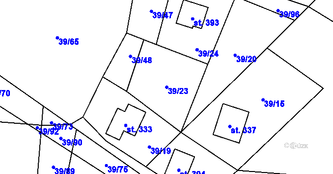 Parcela st. 39/23 v KÚ Milíkov u Jablunkova, Katastrální mapa