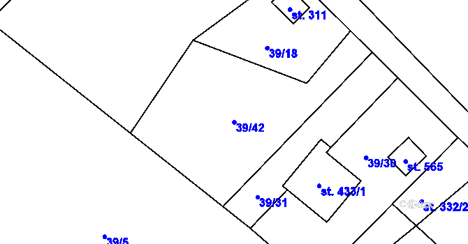 Parcela st. 39/42 v KÚ Milíkov u Jablunkova, Katastrální mapa