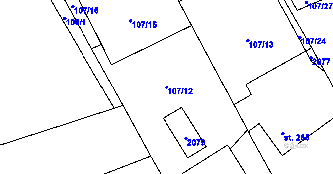 Parcela st. 107/12 v KÚ Milíkov u Jablunkova, Katastrální mapa