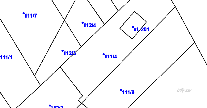 Parcela st. 111/4 v KÚ Milíkov u Jablunkova, Katastrální mapa