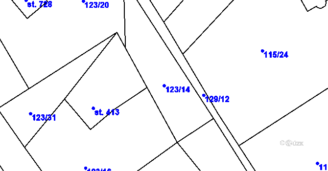 Parcela st. 123/14 v KÚ Milíkov u Jablunkova, Katastrální mapa