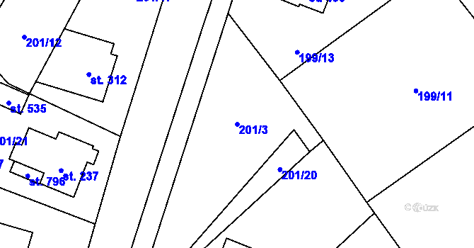 Parcela st. 201/3 v KÚ Milíkov u Jablunkova, Katastrální mapa