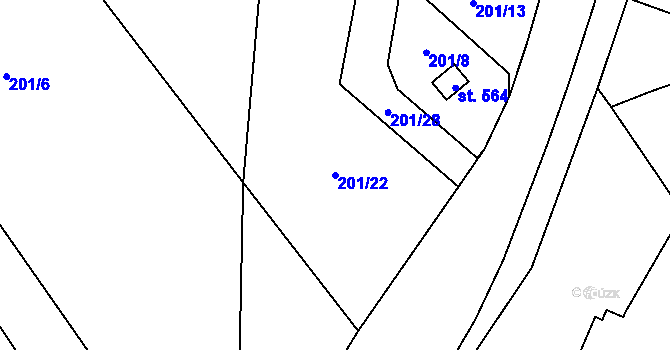 Parcela st. 201/22 v KÚ Milíkov u Jablunkova, Katastrální mapa