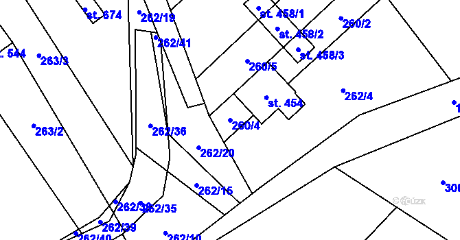 Parcela st. 260/4 v KÚ Milíkov u Jablunkova, Katastrální mapa
