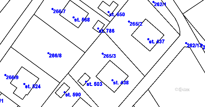 Parcela st. 265/3 v KÚ Milíkov u Jablunkova, Katastrální mapa