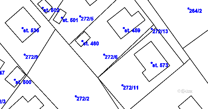 Parcela st. 272/6 v KÚ Milíkov u Jablunkova, Katastrální mapa