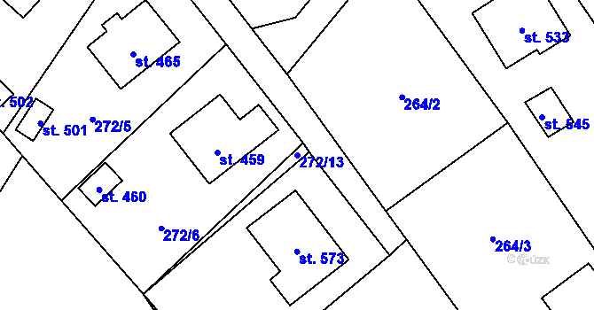 Parcela st. 272/13 v KÚ Milíkov u Jablunkova, Katastrální mapa