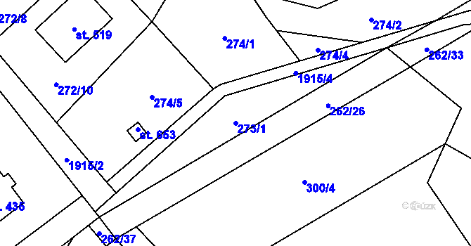 Parcela st. 273/1 v KÚ Milíkov u Jablunkova, Katastrální mapa
