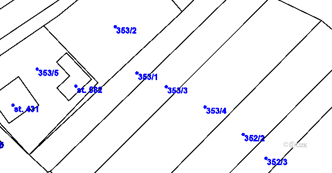 Parcela st. 353/3 v KÚ Milíkov u Jablunkova, Katastrální mapa
