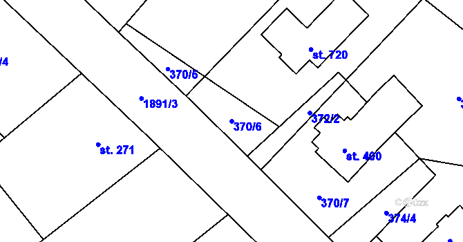 Parcela st. 370/6 v KÚ Milíkov u Jablunkova, Katastrální mapa