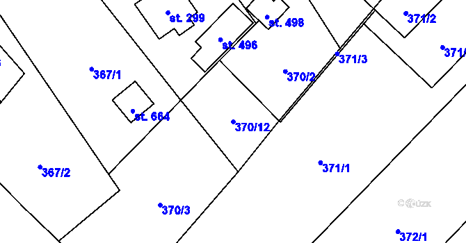 Parcela st. 370/12 v KÚ Milíkov u Jablunkova, Katastrální mapa