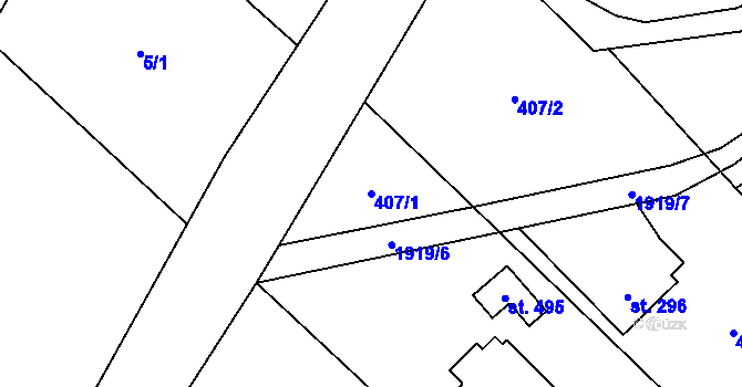 Parcela st. 407/1 v KÚ Milíkov u Jablunkova, Katastrální mapa