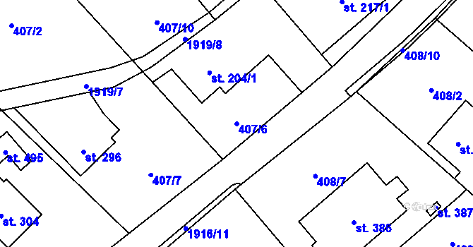 Parcela st. 407/6 v KÚ Milíkov u Jablunkova, Katastrální mapa