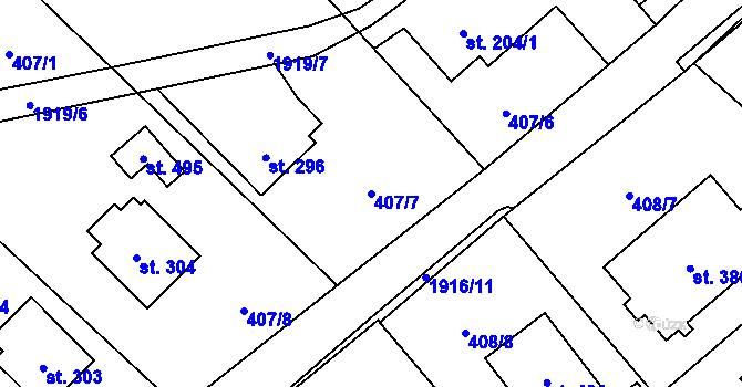 Parcela st. 407/7 v KÚ Milíkov u Jablunkova, Katastrální mapa