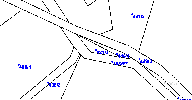 Parcela st. 481/3 v KÚ Milíkov u Jablunkova, Katastrální mapa