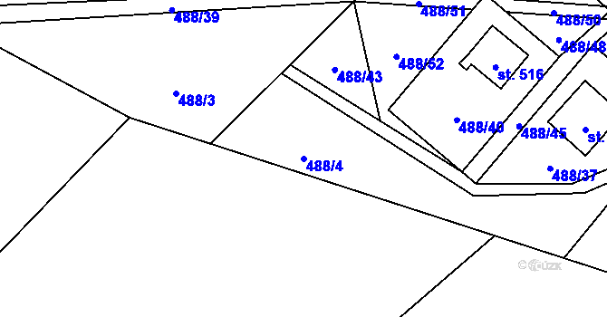 Parcela st. 488/4 v KÚ Milíkov u Jablunkova, Katastrální mapa