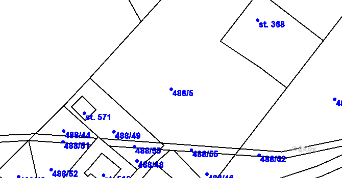 Parcela st. 488/5 v KÚ Milíkov u Jablunkova, Katastrální mapa