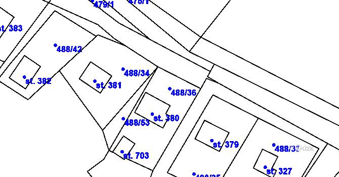 Parcela st. 488/36 v KÚ Milíkov u Jablunkova, Katastrální mapa