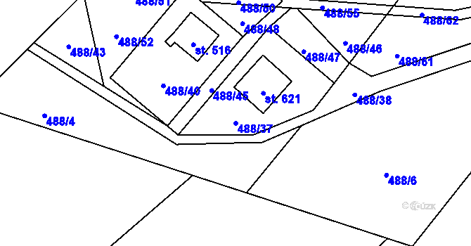 Parcela st. 488/37 v KÚ Milíkov u Jablunkova, Katastrální mapa