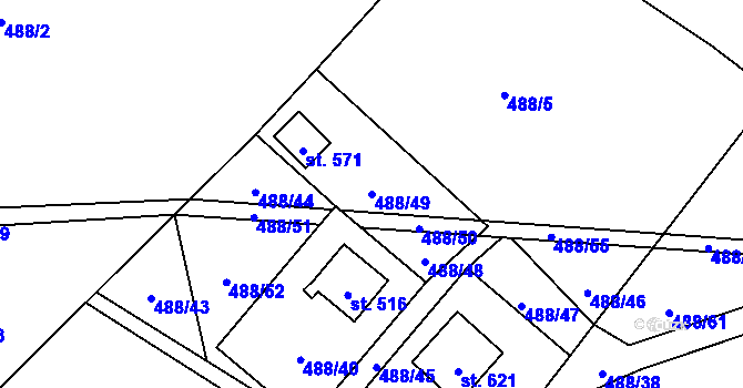 Parcela st. 488/49 v KÚ Milíkov u Jablunkova, Katastrální mapa