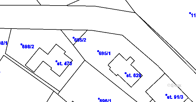 Parcela st. 695/1 v KÚ Milíkov u Jablunkova, Katastrální mapa
